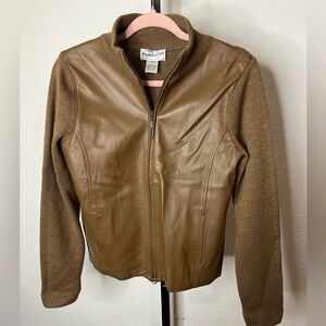 Vintage Pendleton Men's Leather & Wool Brown Jacket Size Small